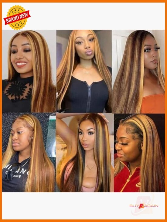 Full Frontal HD Lace Wig Straight Ombre Human Hair 26inch Pre Plucked